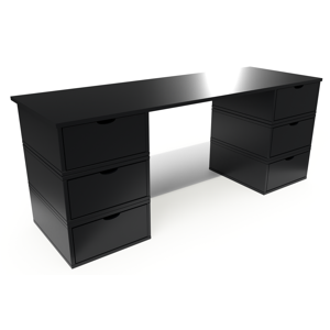 ABC MEUBLES Bureau long en bois 6 tiroirs Cube - - Noir - / - Noir