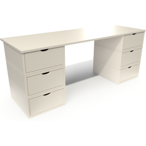 ABC MEUBLES Bureau long en bois 6 tiroirs Cube - - Ivoire - / - Ivoire