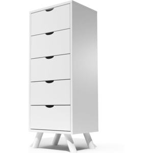 ABC MEUBLES Chiffonnier Scandinave bois 5 tiroirs Viking - - Blanc - / - Blanc - Publicité