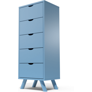 ABC MEUBLES Chiffonnier Scandinave bois 5 tiroirs Viking - - Bleu Pastel - / - Bleu Pastel - Publicité