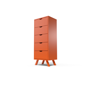 ABC MEUBLES Chiffonnier Scandinave bois 5 tiroirs Viking - - Orange - / - Orange