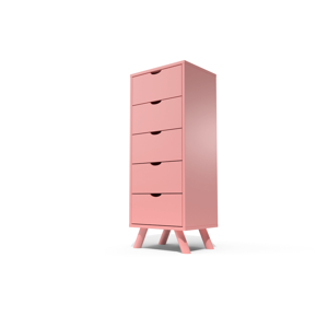 ABC MEUBLES Chiffonnier Scandinave bois 5 tiroirs Viking - - Rose Pastel - / - Rose Pastel - Publicité