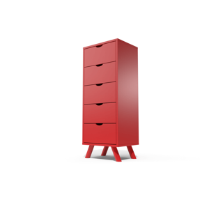 ABC MEUBLES Chiffonnier Scandinave bois 5 tiroirs Viking - - Rouge - / - Rouge - Publicité