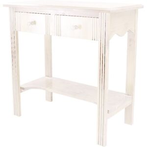 ABC MEUBLES Console Hall bois + 2 tiroirs - - Blanc Antique