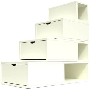 ABC MEUBLES Escalier Cube de rangement hauteur 100 cm Ivoire