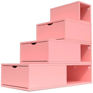 ABC MEUBLES Escalier Cube de rangement hauteur 100 cm - - Rose Pastel - / - Rose Pastel