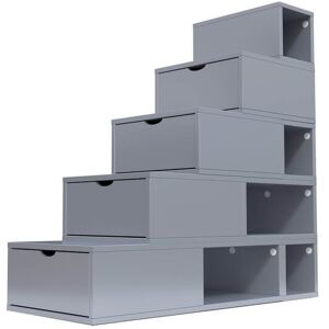 ABC MEUBLES Escalier Cube de rangement hauteur 125 cm Gris Aluminium