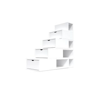 ABC MEUBLES Escalier Cube de rangement hauteur 125 cm - - Blanc - / - Blanc