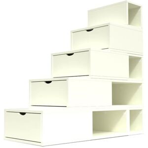 ABC MEUBLES Escalier Cube de rangement hauteur 125 cm - - Ivoire - / - Ivoire