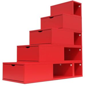 ABC MEUBLES Escalier Cube de rangement hauteur 125 cm Rouge