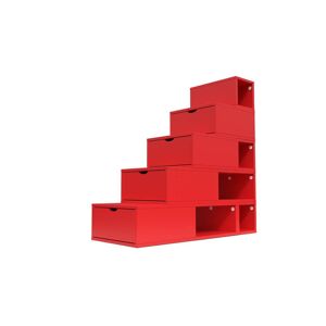 ABC MEUBLES Escalier Cube de rangement hauteur 125 cm - - Rouge