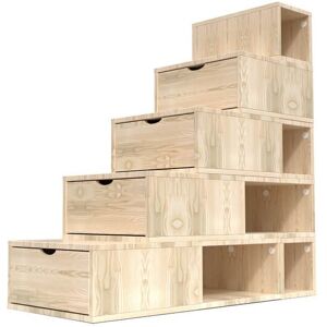 ABC MEUBLES Escalier Cube de rangement hauteur 125 cm Vernis Naturel