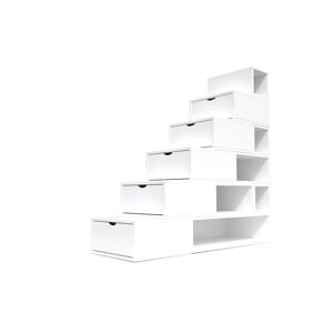 ABC MEUBLES Escalier Cube de rangement hauteur 150cm Blanc