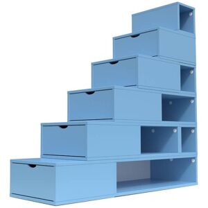 ABC MEUBLES Escalier Cube de rangement hauteur 150cm - - Bleu Pastel - / - Bleu Pastel