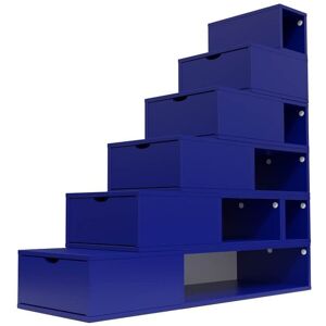 ABC MEUBLES Escalier Cube de rangement hauteur 150cm Bleu fonce