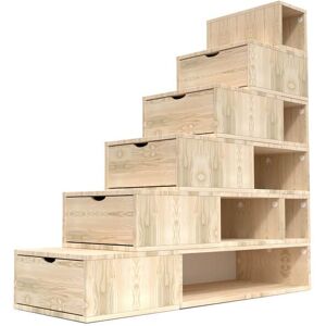 ABC MEUBLES Escalier Cube de rangement hauteur 150cm Brut