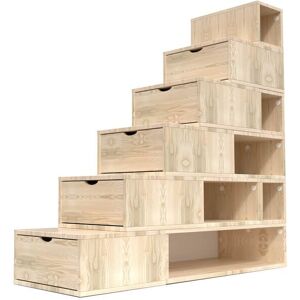 ABC MEUBLES Escalier Cube de rangement hauteur 150cm Vernis Naturel