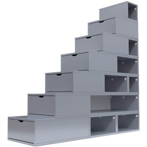 ABC MEUBLES Escalier Cube de rangement hauteur 175 cm - - Gris Aluminium - / - Gris Aluminium