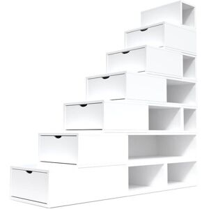 ABC MEUBLES Escalier Cube de rangement hauteur 175 cm - - Blanc - / - Blanc