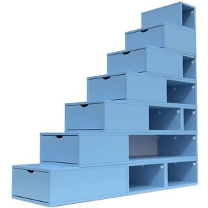 ABC MEUBLES Escalier Cube de rangement hauteur 175 cm - - Bleu Pastel - / - Bleu Pastel