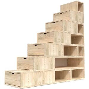 ABC MEUBLES Escalier Cube de rangement hauteur 175 cm - - Brut