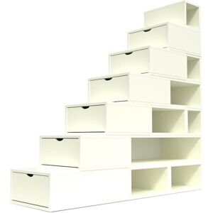 ABC MEUBLES Escalier Cube de rangement hauteur 175 cm - - Ivoire - / - Ivoire