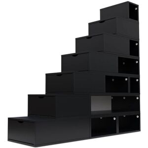 ABC MEUBLES Escalier Cube de rangement hauteur 175 cm - - Noir