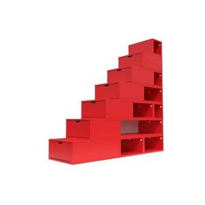 ABC MEUBLES Escalier Cube de rangement hauteur 175 cm - - Rouge - / - Rouge