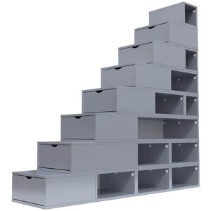 ABC MEUBLES Escalier Cube de rangement hauteur 200 cm - - Gris Aluminium