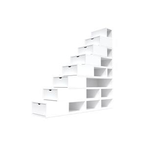 ABC MEUBLES Escalier Cube de rangement hauteur 200 cm - - Blanc - / - Blanc