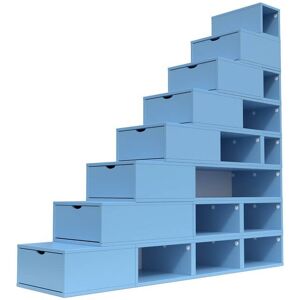 ABC MEUBLES Escalier Cube de rangement hauteur 200 cm - - Bleu Pastel