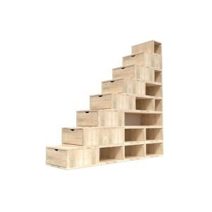 ABC MEUBLES Escalier Cube de rangement hauteur 200 cm - - Brut - / - Brut