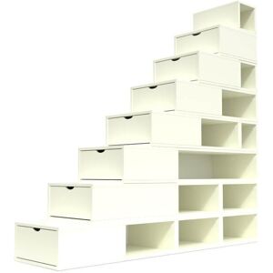 ABC MEUBLES Escalier Cube de rangement hauteur 200 cm - - Ivoire - / - Ivoire