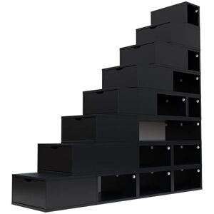 ABC MEUBLES Escalier Cube de rangement hauteur 200 cm - - Noir