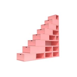 ABC MEUBLES Escalier Cube de rangement hauteur 200 cm - - Rose Pastel - / - Rose Pastel