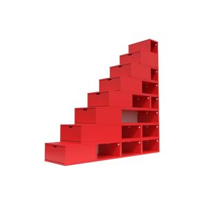 ABC MEUBLES Escalier Cube de rangement hauteur 200 cm - - Rouge - / - Rouge