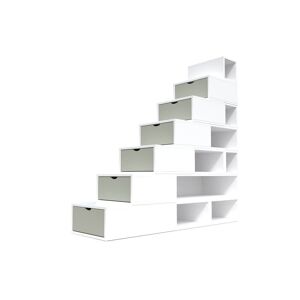 ABC MEUBLES Escalier Cube de rangement hauteur 175 cm - - Blanc/Moka - / - Blanc/Moka