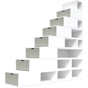 ABC MEUBLES Escalier Cube de rangement hauteur 200 cm - - Blanc/Moka - / - Blanc/Moka