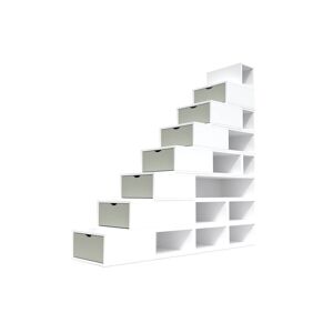 ABC MEUBLES Escalier Cube de rangement hauteur 200 cm - - Blanc/Moka