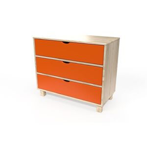 ABC MEUBLES Commode bois 3 tiroirs Cube - - Vernis naturel/Orange - / - Vernis naturel/Orange - Publicité