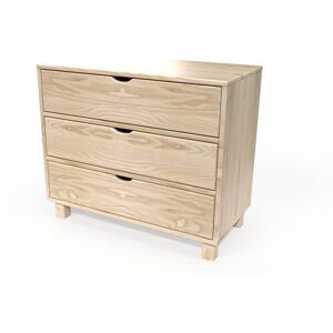 ABC MEUBLES Commode bois 3 tiroirs Cube - - Vernis Naturel - / - Vernis Naturel