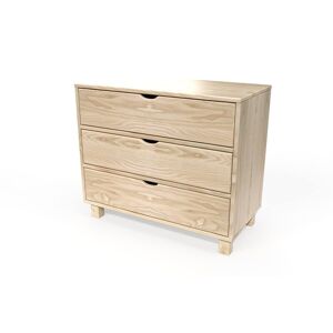 ABC MEUBLES Commode bois 3 tiroirs Cube - - Vernis Naturel