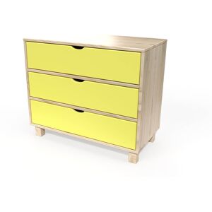 ABC MEUBLES Commode bois 3 tiroirs Cube - - Vernis naturel/Jaune - / - Vernis naturel/Jaune - Publicité