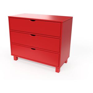 ABC MEUBLES Commode bois 3 tiroirs Cube Rouge Rouge