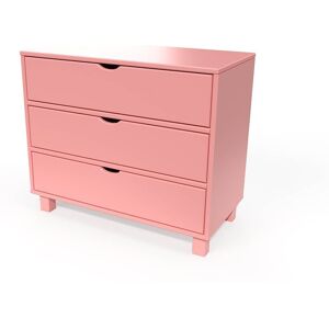 ABC MEUBLES Commode bois 3 tiroirs Cube - - Rose Pastel - / - Rose Pastel