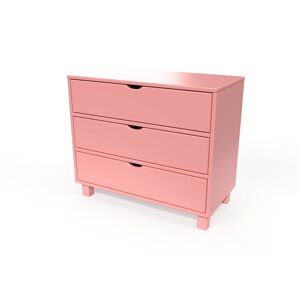 ABC MEUBLES Commode bois 3 tiroirs Cube - - Rose Pastel