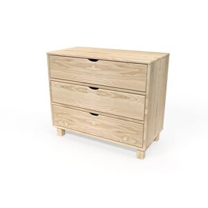 ABC MEUBLES Commode bois 3 tiroirs Cube Brut Brut