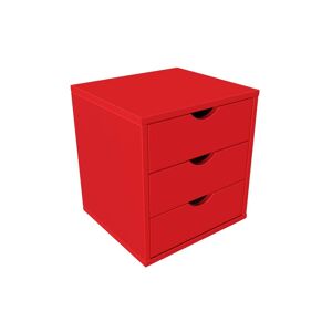 ABC MEUBLES Bloc 3 tiroirs bois massif - - Rouge - / - Rouge - Publicité