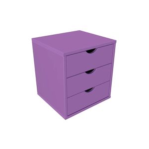 ABC MEUBLES Bloc 3 tiroirs bois massif - - Lilas