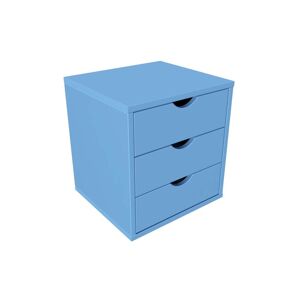ABC MEUBLES Bloc 3 tiroirs bois massif - - Bleu Pastel - / - Bleu Pastel - Publicité